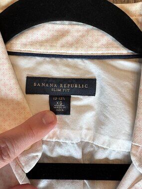 Mens Banana Republic Slim Fit Dress Shirt - Pink & White - XS